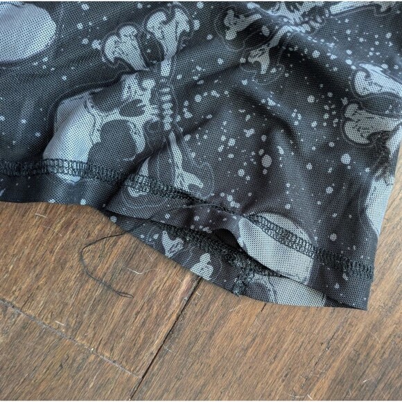 Killstar XXL Sheer Black Gray Skull Cross bones Print Flare Bell Bottoms Pants - Picture 4 of 5